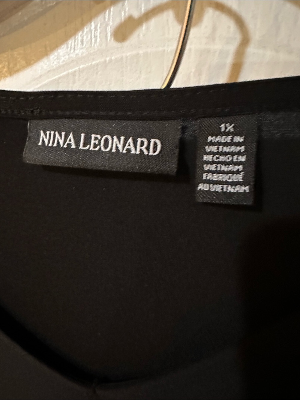 Nina Leonard Black Tunic with White Layered Chiffon Hem with matching black pant - Picture 3 of 3